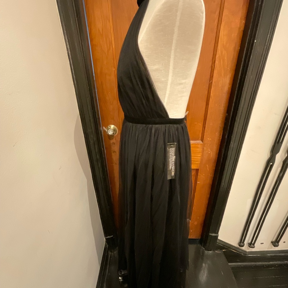 TOPSHOP NAVY ADJUSTABLE STRAP MAXI DRESS with Gold dots - Picture 2 of 5
